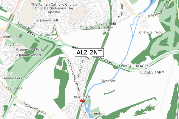 AL2 2NT map - small scale - OS Open Zoomstack (Ordnance Survey)