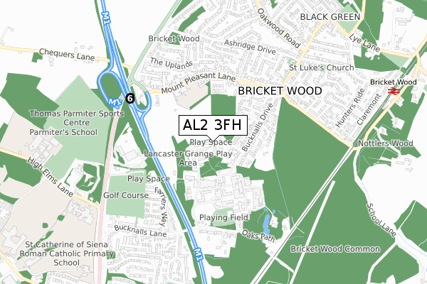 AL2 3FH map - small scale - OS Open Zoomstack (Ordnance Survey)