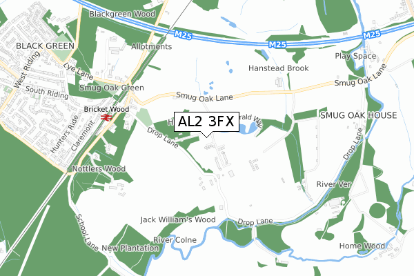 AL2 3FX map - small scale - OS Open Zoomstack (Ordnance Survey)