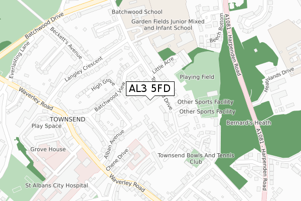 AL3 5FD map - large scale - OS Open Zoomstack (Ordnance Survey)