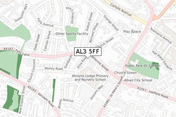 AL3 5FF map - large scale - OS Open Zoomstack (Ordnance Survey)