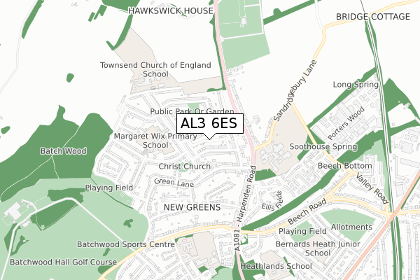 AL3 6ES map - small scale - OS Open Zoomstack (Ordnance Survey)