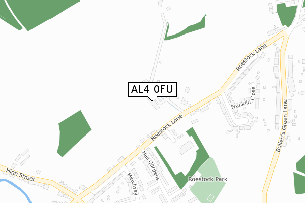 AL4 0FU map - large scale - OS Open Zoomstack (Ordnance Survey)