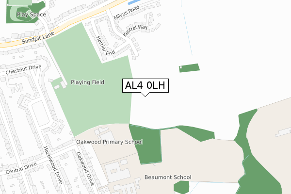 AL4 0LH map - large scale - OS Open Zoomstack (Ordnance Survey)