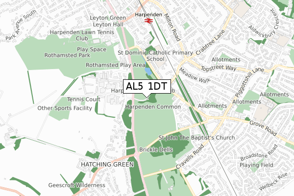 AL5 1DT map - small scale - OS Open Zoomstack (Ordnance Survey) AL5 1DT map - small scale - OS Open Zoomstack (Ordnance Survey)