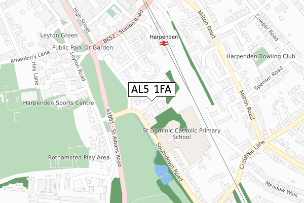 AL5 1FA map - large scale - OS Open Zoomstack (Ordnance Survey)