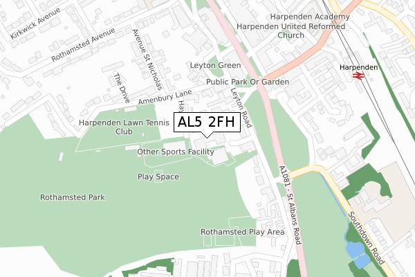 AL5 2FH map - large scale - OS Open Zoomstack (Ordnance Survey) AL5 2FH map - large scale - OS Open Zoomstack (Ordnance Survey)