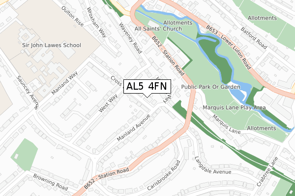 AL5 4FN map - large scale - OS Open Zoomstack (Ordnance Survey)