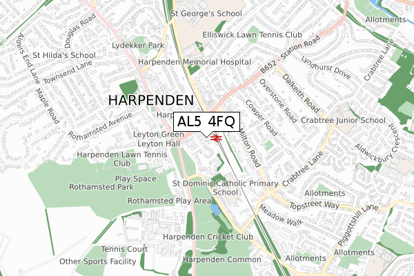 AL5 4FQ map - small scale - OS Open Zoomstack (Ordnance Survey) AL5 4FQ map - small scale - OS Open Zoomstack (Ordnance Survey)