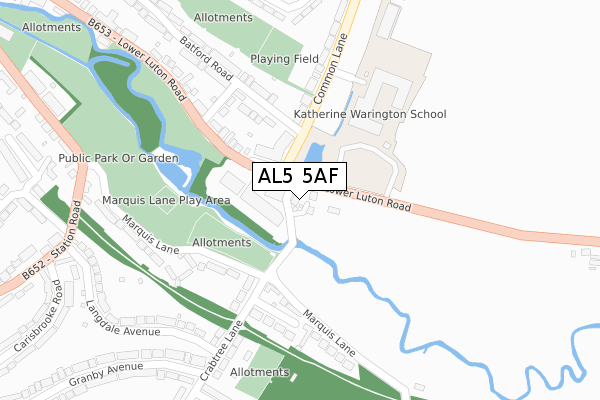 AL5 5AF map - large scale - OS Open Zoomstack (Ordnance Survey)