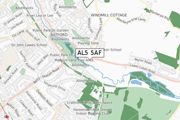 AL5 5AF map - small scale - OS Open Zoomstack (Ordnance Survey)