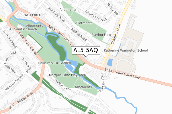 AL5 5AQ map - large scale - OS Open Zoomstack (Ordnance Survey)