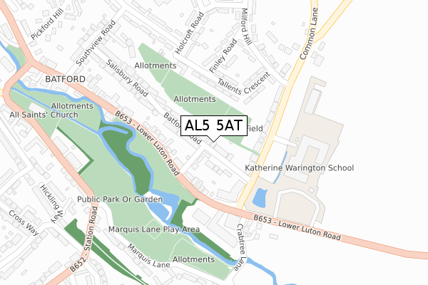 AL5 5AT map - large scale - OS Open Zoomstack (Ordnance Survey)