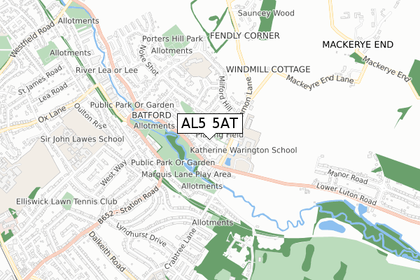 AL5 5AT map - small scale - OS Open Zoomstack (Ordnance Survey)