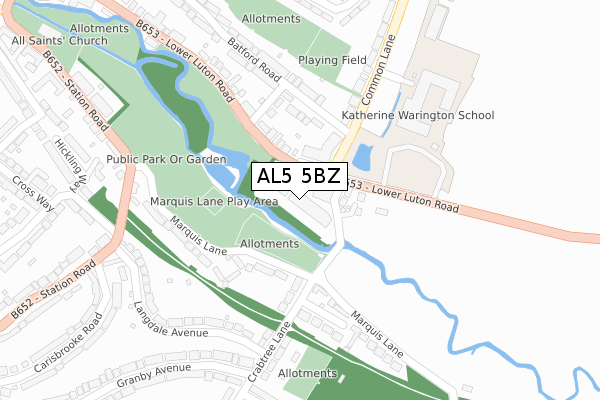 AL5 5BZ map - large scale - OS Open Zoomstack (Ordnance Survey) AL5 5BZ map - large scale - OS Open Zoomstack (Ordnance Survey)
