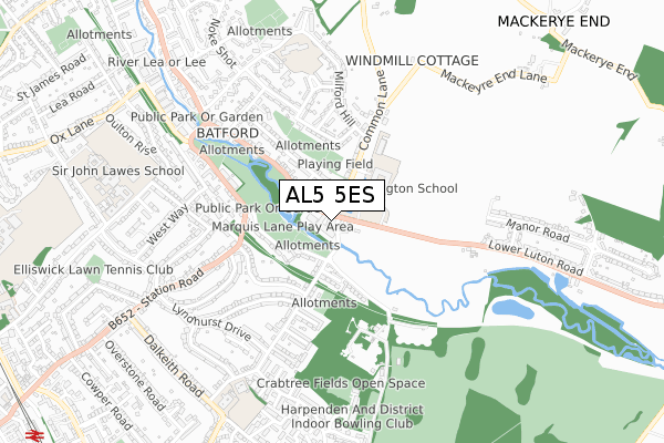 AL5 5ES map - small scale - OS Open Zoomstack (Ordnance Survey)
