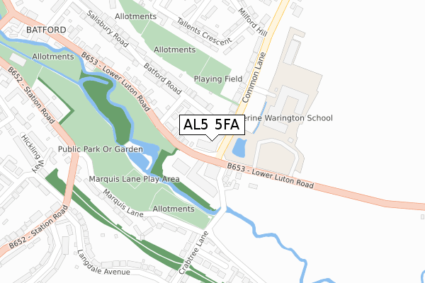 AL5 5FA map - large scale - OS Open Zoomstack (Ordnance Survey)