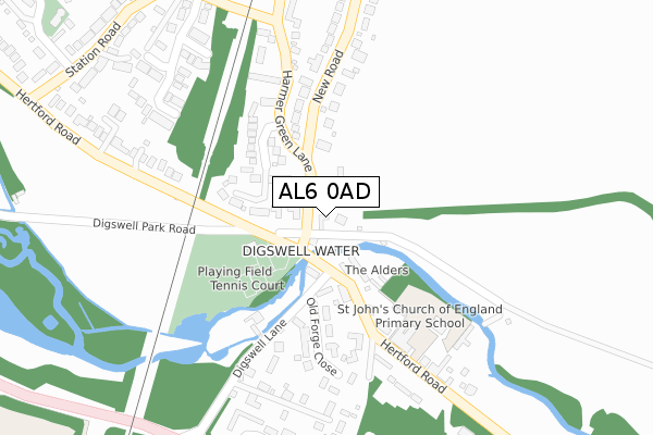 AL6 0AD map - large scale - OS Open Zoomstack (Ordnance Survey)