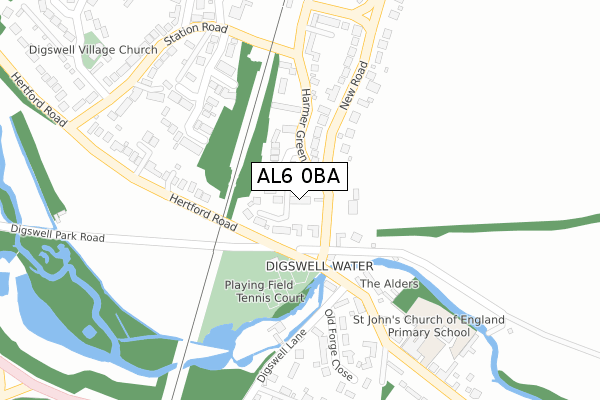 AL6 0BA map - large scale - OS Open Zoomstack (Ordnance Survey)