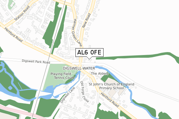 AL6 0FE map - large scale - OS Open Zoomstack (Ordnance Survey)
