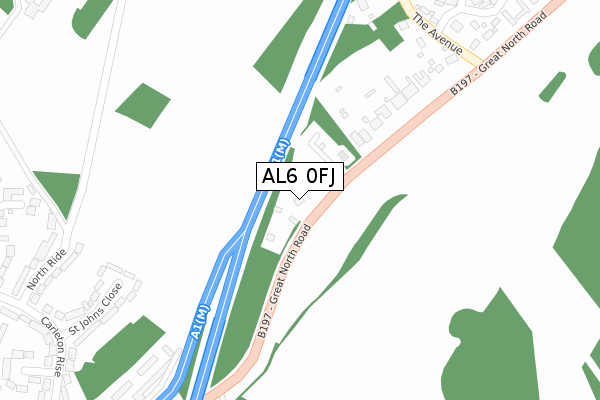 AL6 0FJ map - large scale - OS Open Zoomstack (Ordnance Survey)