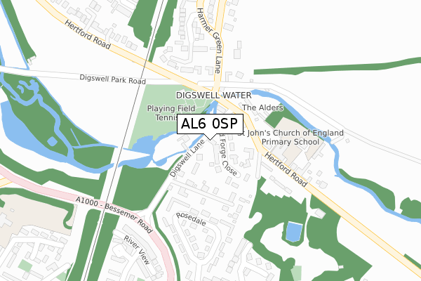 AL6 0SP map - large scale - OS Open Zoomstack (Ordnance Survey)