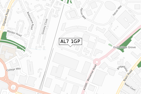 AL7 1GP map - large scale - OS Open Zoomstack (Ordnance Survey)