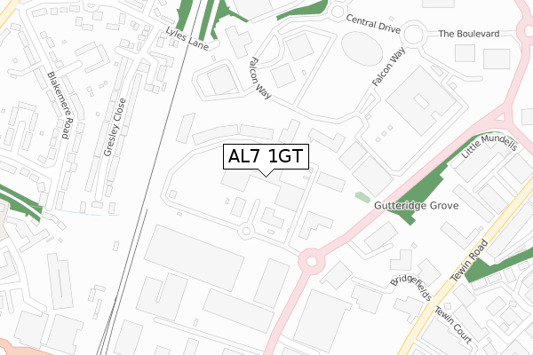 AL7 1GT map - large scale - OS Open Zoomstack (Ordnance Survey)