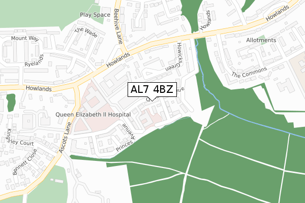 AL7 4BZ map - large scale - OS Open Zoomstack (Ordnance Survey) AL7 4BZ map - large scale - OS Open Zoomstack (Ordnance Survey)