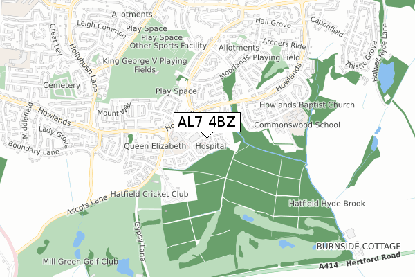AL7 4BZ map - small scale - OS Open Zoomstack (Ordnance Survey) AL7 4BZ map - small scale - OS Open Zoomstack (Ordnance Survey)