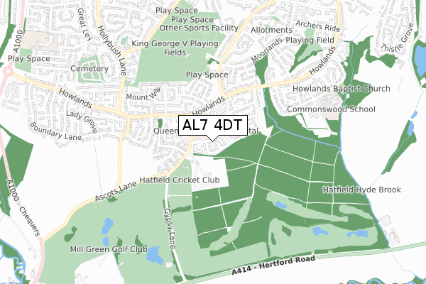 AL7 4DT map - small scale - OS Open Zoomstack (Ordnance Survey) AL7 4DT map - small scale - OS Open Zoomstack (Ordnance Survey)