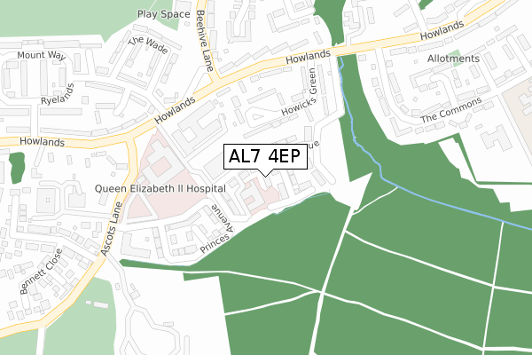 AL7 4EP map - large scale - OS Open Zoomstack (Ordnance Survey)
