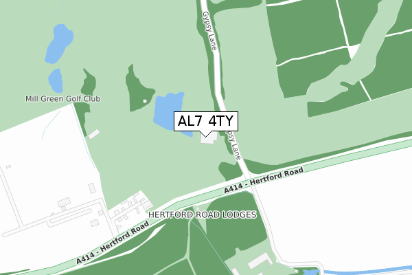AL7 4TY map - large scale - OS Open Zoomstack (Ordnance Survey)