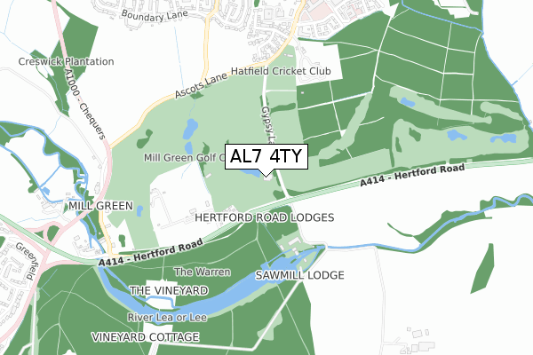AL7 4TY map - small scale - OS Open Zoomstack (Ordnance Survey)
