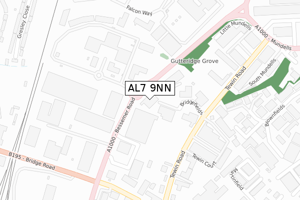 AL7 9NN map - large scale - OS Open Zoomstack (Ordnance Survey)