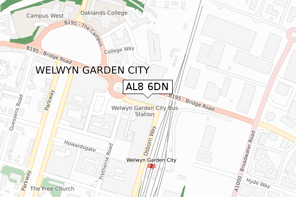 AL8 6DN map - large scale - OS Open Zoomstack (Ordnance Survey)