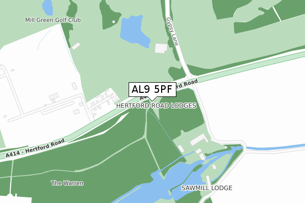 AL9 5PF map - large scale - OS Open Zoomstack (Ordnance Survey)