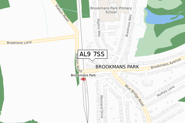 AL9 7SS map - large scale - OS Open Zoomstack (Ordnance Survey)
