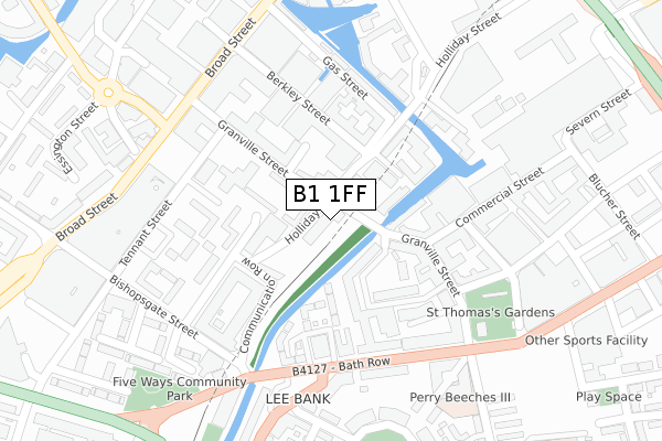 B1 1FF map - large scale - OS Open Zoomstack (Ordnance Survey)