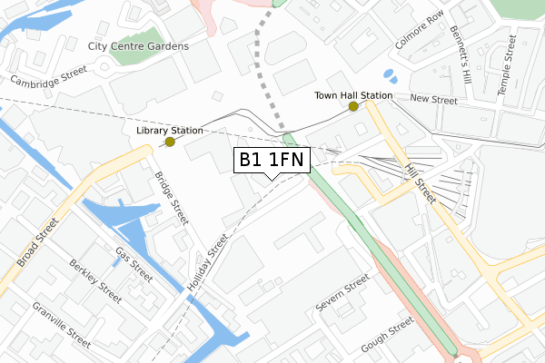 B1 1FN map - large scale - OS Open Zoomstack (Ordnance Survey)