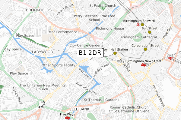 B1 2DR map - small scale - OS Open Zoomstack (Ordnance Survey)