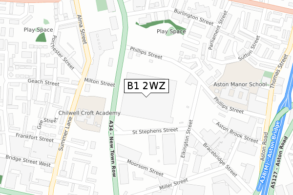 B1 2WZ map - large scale - OS Open Zoomstack (Ordnance Survey) B1 2WZ map - large scale - OS Open Zoomstack (Ordnance Survey)