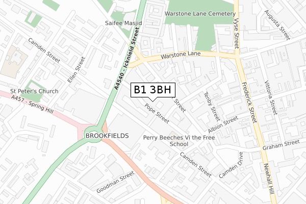 B1 3BH map - large scale - OS Open Zoomstack (Ordnance Survey)