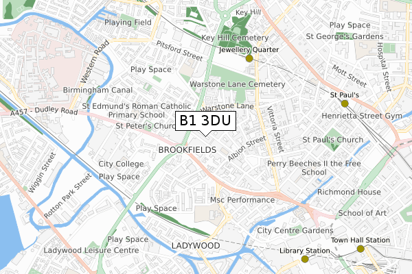 B1 3DU map - small scale - OS Open Zoomstack (Ordnance Survey)