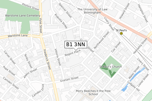 B1 3NN map - large scale - OS Open Zoomstack (Ordnance Survey)
