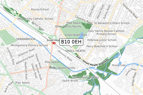 B10 0EH map - small scale - OS Open Zoomstack (Ordnance Survey)