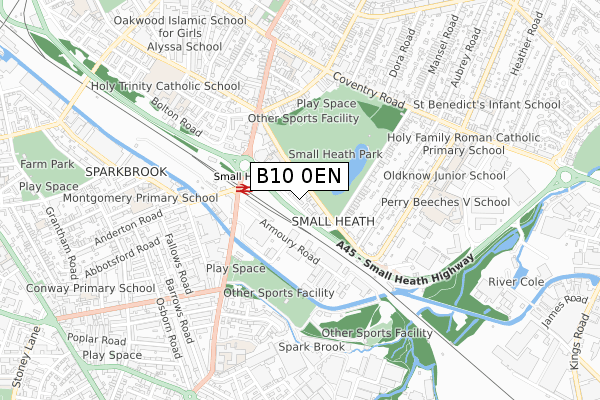 B10 0EN map - small scale - OS Open Zoomstack (Ordnance Survey)