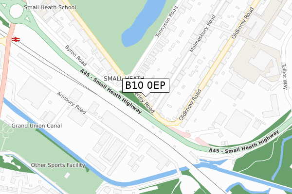 B10 0EP map - large scale - OS Open Zoomstack (Ordnance Survey)