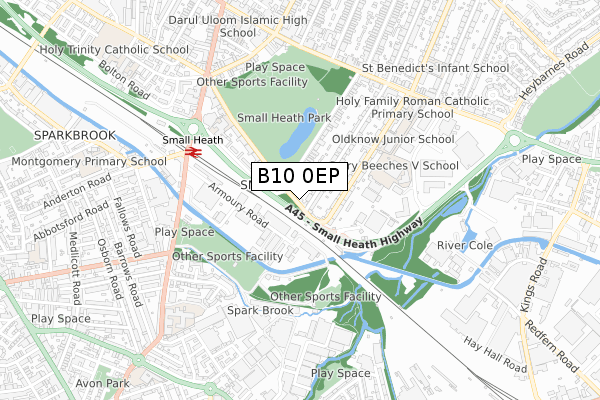 B10 0EP map - small scale - OS Open Zoomstack (Ordnance Survey)