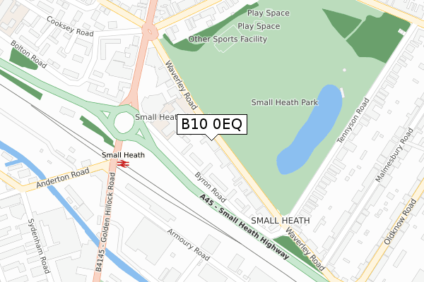 B10 0EQ map - large scale - OS Open Zoomstack (Ordnance Survey)